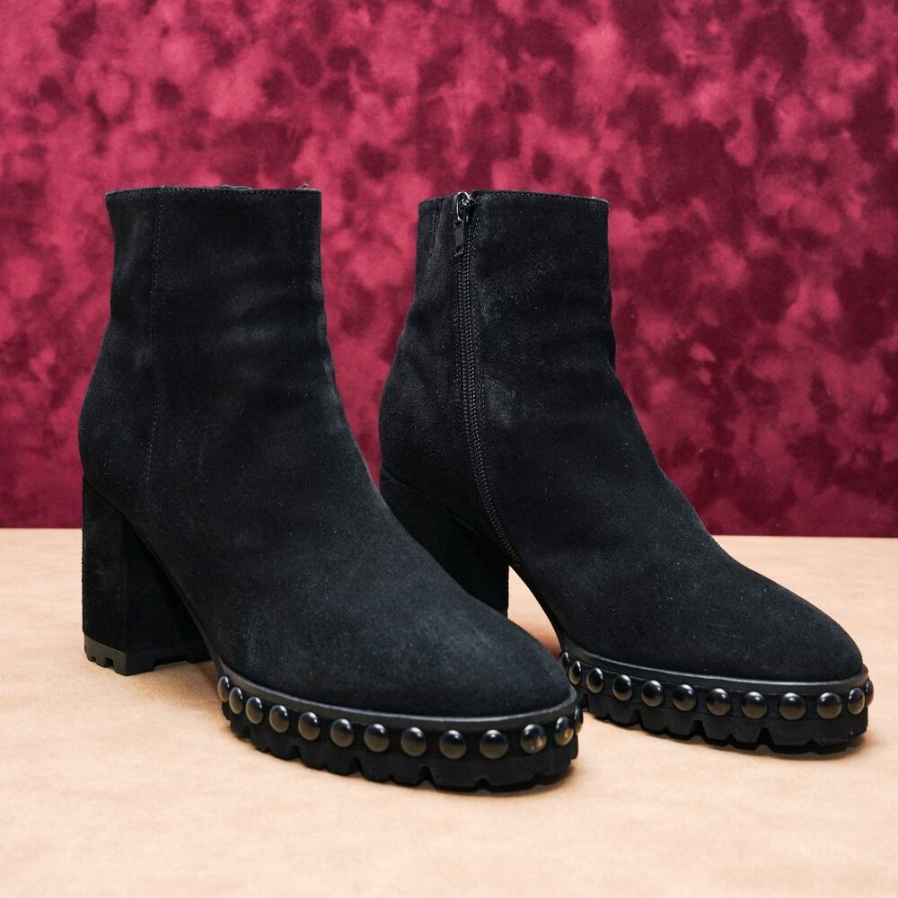 Kennel & Schmenger Women Black Suede Studded Zip Ankle Boots 7.5US